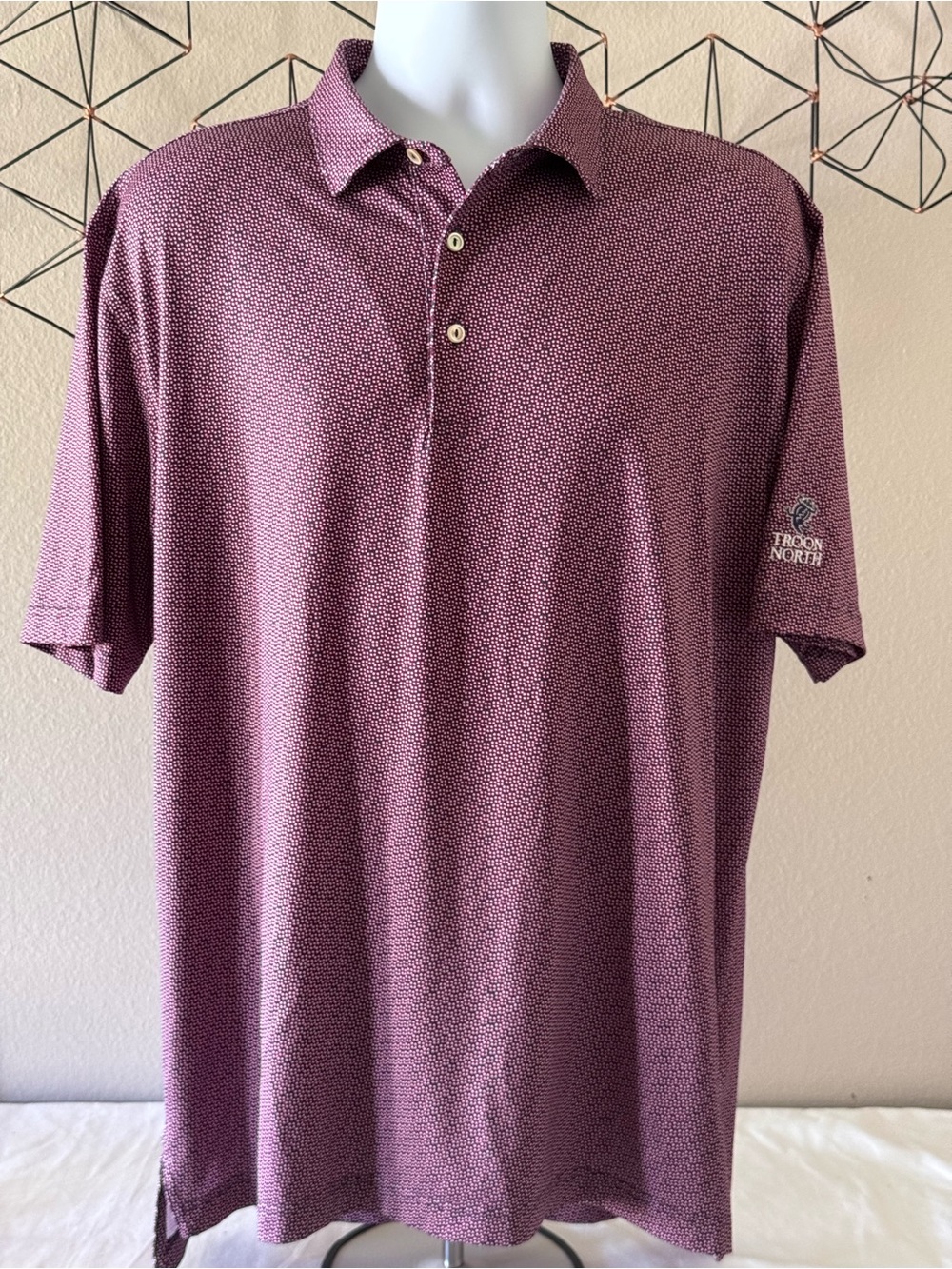PETER MILLAR Summer Comfort Golf Polo - Purple w/ Geometric Disc Print 

Men’s L